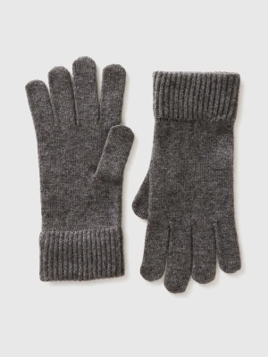 Benetton, Gloves In Pure Virgin Wool, Size: S, Dark Gray, Men United Colors of Benetton
