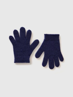 Benetton, Gloves In Stretch Wool Blend, size 104-116, Dark Blue, Kids United Colors of Benetton