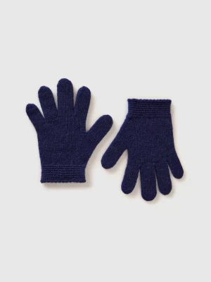 Benetton, Gloves In Stretch Wool Blend, size 104-116, Dark Blue, Kids United Colors of Benetton