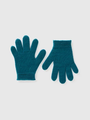 Benetton, Gloves In Stretch Wool Blend, size 104-116, Dark Green, Kids United Colors of Benetton