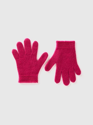 Benetton, Gloves In Stretch Wool Blend, size 82-98, Fuchsia, Kids United Colors of Benetton