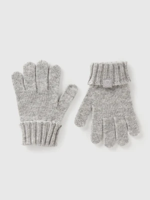 Benetton, Gloves In Viscose And Wool Blend, Size: 104-116, Light Gray, Kids United Colors of Benetton