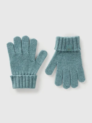 Benetton, Gloves In Viscose And Wool Blend, Size: 104-116, Military Green, Kids United Colors of Benetton