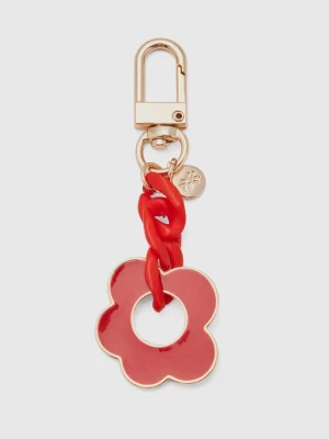 Benetton, Gold And Red Keychain With Flower Pendant, size OS, Red, Women United Colors of Benetton