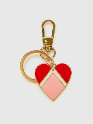 Benetton, Gold Keychain With Heart Pendant, size OS, Pink, Women United Colors of Benetton