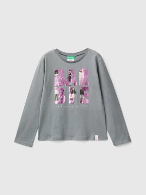 Benetton, Gray Barbie T-shirt With Glossy Print, size 3XL, Dark Gray, Kids United Colors of Benetton