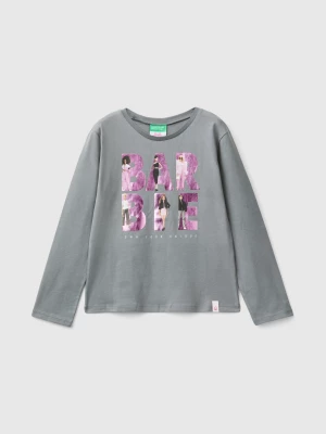 Benetton, Gray Barbie T-shirt With Glossy Print, size M, Dark Gray, Kids United Colors of Benetton