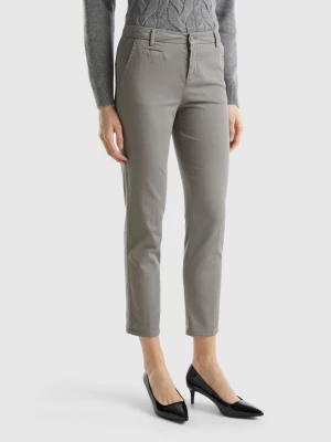 Benetton, Gray Slim Fit Cotton Chinos, size , Gray, Women United Colors of Benetton