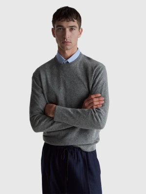 Benetton, Gray Sweater In Pure Merino Wool, Size: XS, Dark Gray, Men United Colors of Benetton