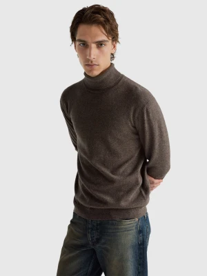 Benetton, Gray Turtleneck In Pure Merino Wool, Size: XS, Gray, Men United Colors of Benetton