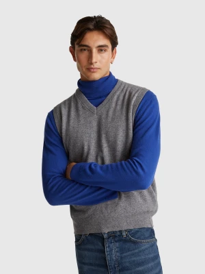 Benetton, Gray Vest In Pure Merino Wool, size XS, Dark Gray, Men United Colors of Benetton