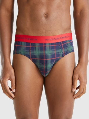 Benetton, Green And Blue Tartan Briefs, size XL, Multi-color, Men United Colors of Benetton