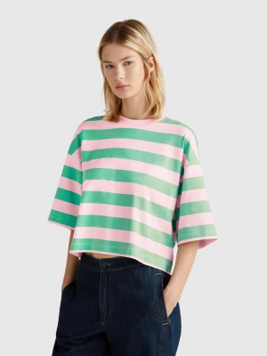 Benetton, Green And Pink Striped T-shirt, size S, Green, Women United Colors of Benetton