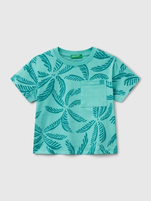 Benetton, Green T-shirt With Tropical Print, size 116, Green, Kids United Colors of Benetton