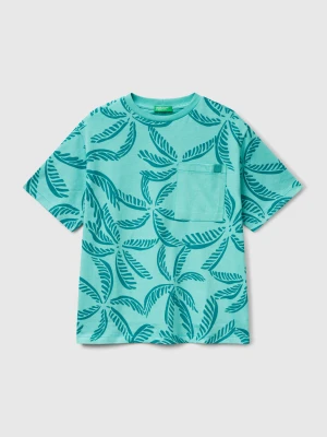 Benetton, Green T-shirt With Tropical Print, size XL, Green, Kids United Colors of Benetton