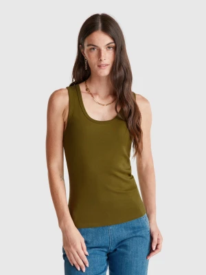 Benetton, Green Tank Top In Pure Cotton, Size: XXS, Military Green, Women United Colors of Benetton