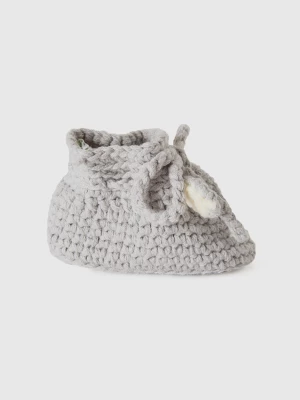 Benetton, Handmade Booties With Applique, size OS, Light Gray, Kids United Colors of Benetton