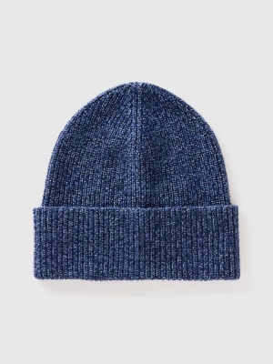 Benetton, Hat In Cashmere And Wool Blend, size L, Blue, Men United Colors of Benetton