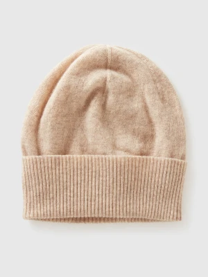 Benetton, Beige Hat In Pure Merino Wool, Size: OS, Beige, Women United Colors of Benetton