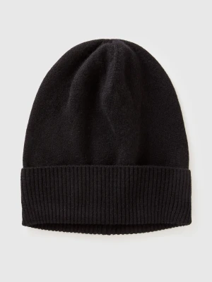 Benetton, Black Hat In Pure Merino Wool, Size: OS, Black, Women United Colors of Benetton