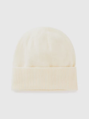 Benetton, Hat In Pure Merino Wool, size OS, Creamy White, Women United Colors of Benetton