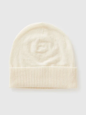 Benetton, Cream White Hat In Pure Merino Wool, Size: OS, Creamy White, Women United Colors of Benetton