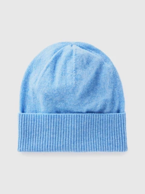 Benetton, Hat In Pure Merino Wool, size OS, Light Blue, Women United Colors of Benetton