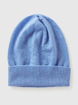 Benetton, Light Blue Marl Hat In Pure Merino Wool, Size: OS, Light Blue, Women United Colors of Benetton