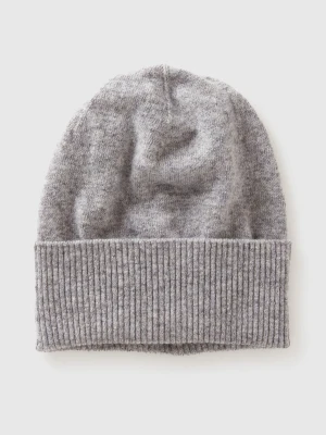 Benetton, Marl Gray Hat In Pure Merino Wool, Size: OS, Light Gray, Women United Colors of Benetton