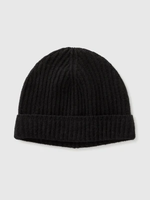 Benetton, Hat In Pure Virgin Wool, Size: S, Black, Men United Colors of Benetton