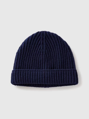 Benetton, Hat In Pure Virgin Wool, size S, Dark Blue, Men United Colors of Benetton