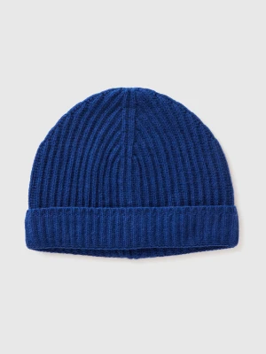 Benetton, Hat In Pure Virgin Wool, Size: S, Dark Blue, Men United Colors of Benetton