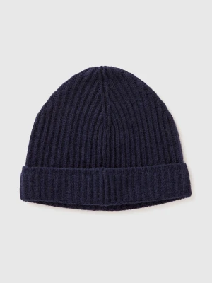 Benetton, Hat In Pure Virgin Wool, Size: S, Dark Blue, Men United Colors of Benetton