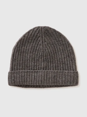 Benetton, Hat In Pure Virgin Wool, Size: S, Dark Gray, Men United Colors of Benetton