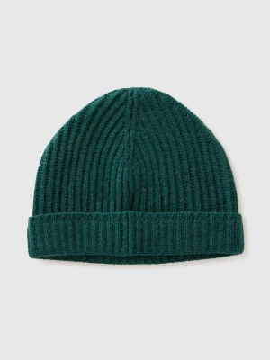 Benetton, Hat In Pure Virgin Wool, Size: L, Dark Green, Men United Colors of Benetton