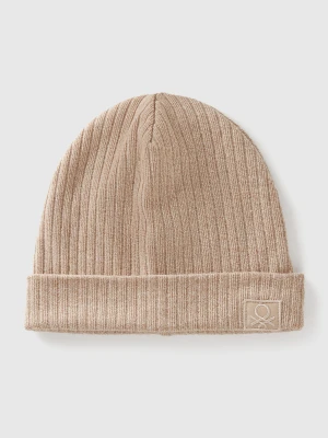 Benetton, Hat In Stretch Viscose Blend, Size: S, Beige, Kids United Colors of Benetton