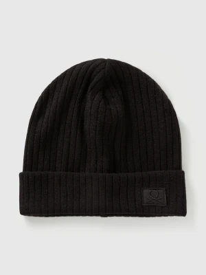 Benetton, Hat In Stretch Viscose Blend, Size: S, Black, Kids United Colors of Benetton