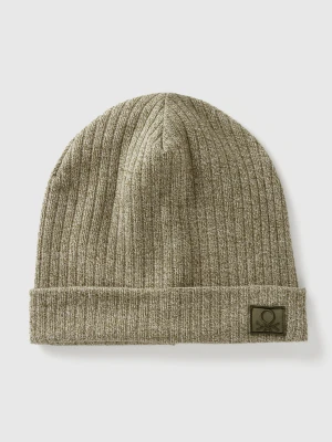 Benetton, Hat In Stretch Viscose Blend, Size: S, Military Green, Kids United Colors of Benetton
