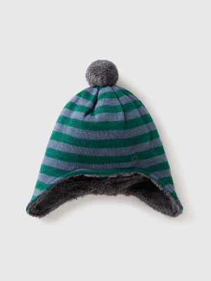 Benetton, Hat With Earflaps And Pom Pom, size 104, Dark Green, Kids United Colors of Benetton