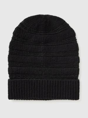 Benetton, Hat With Lurex, Size: S, Black, Women United Colors of Benetton