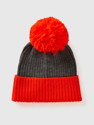 Benetton, Hat With Neon Orange Details, size OS, , Women United Colors of Benetton