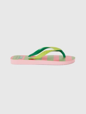 Benetton, Havaianas Flip Flops With Pink And Light Green Stripes, size , Multi-color, Kids United Colors of Benetton