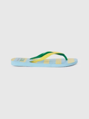 Benetton, Havaianas Flip Flops With Yellow And Light Blue Stripes, size 35-36, Multi-color, Women United Colors of Benetton