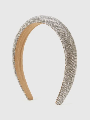 Benetton, Headband With Rhinestones, size OS, Creamy White, Women United Colors of Benetton