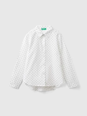 Benetton, Heart Pattern Shirt In Pure Cotton, size L, White, Kids United Colors of Benetton