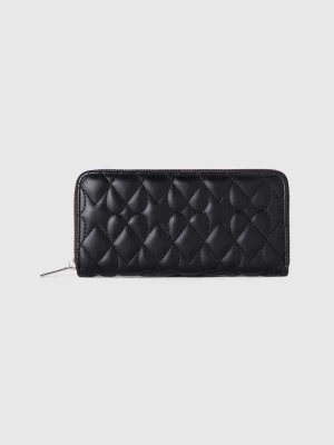 Benetton, Heart Wallet In Imitation Leather, size OS, Black, Women United Colors of Benetton