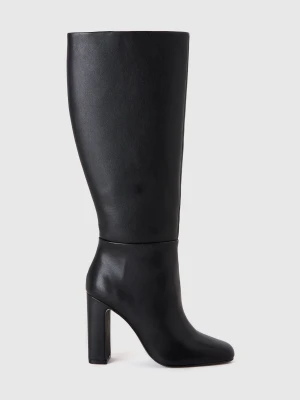 Benetton, Heeled Boots In Imitation Leather, size 39, Black, Women United Colors of Benetton