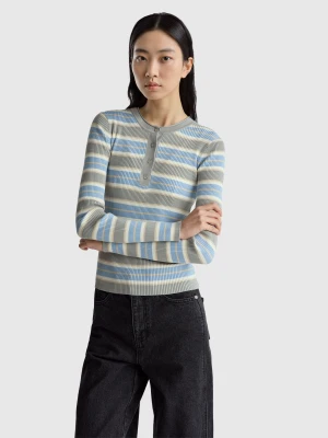 Benetton, Henley Ribbed Top, Size: OS, Sky Blue, Women United Colors of Benetton