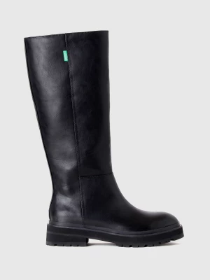 Benetton, High Boots In Imitation Leather, size 36, Black, Women United Colors of Benetton