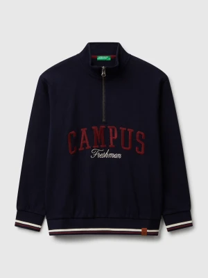 Benetton, High Neck Sweatshirt With Zipper, Size: XL, Dark Blue, Kids United Colors of Benetton